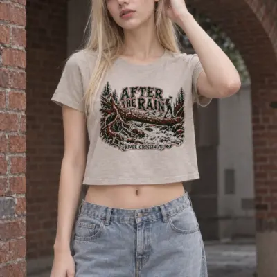 "After the Rain River Crossing" Women's Crop Tee