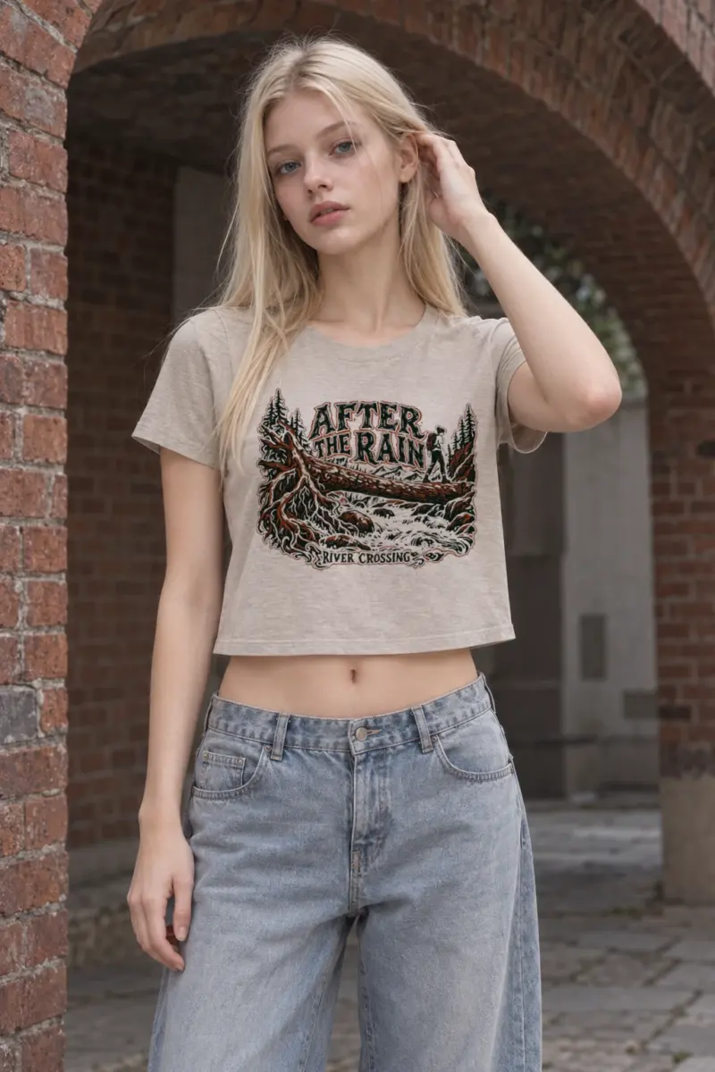 “After the Rain River Crossing” Women’s Crop Tee