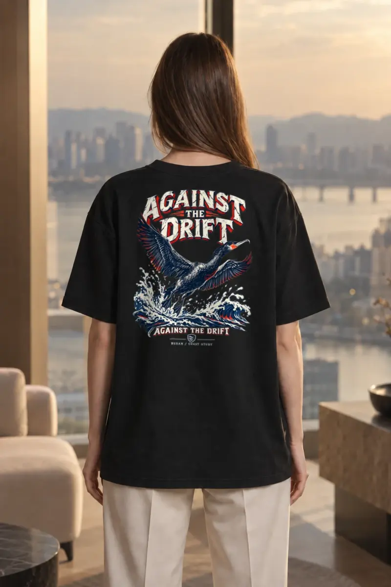 "Against The Drift" Men's Oversized Heavyweight Crewneck T-Shirt | Shaka Wear SHMHSS