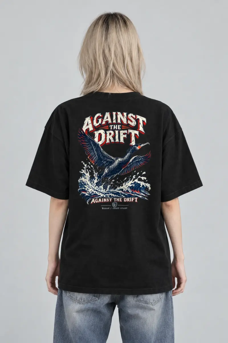 "Against The Drift" Men's Oversized Heavyweight Crewneck T-Shirt | Shaka Wear SHMHSS