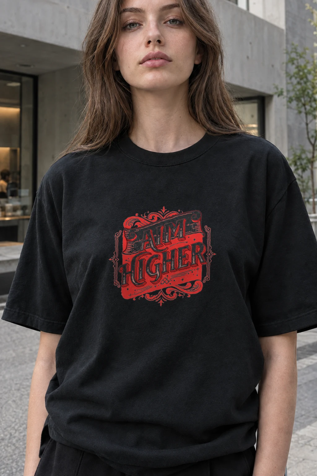 "Aim Higher" Heavyweight Unisex Crewneck T-shirt | Gildan 5000