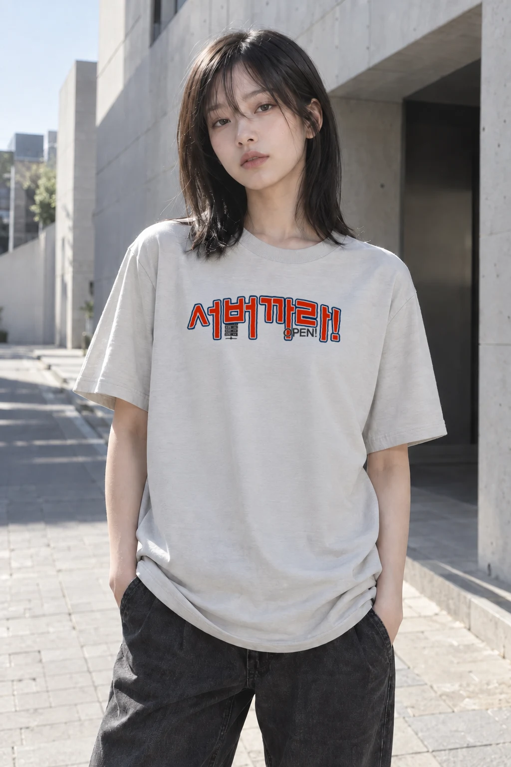 "Alphabet Open" Heavyweight Unisex Crewneck T-shirt | Gildan 5000