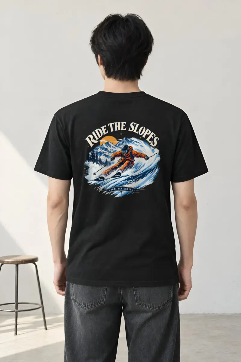 "Alpine Carve" Heavyweight Unisex Crewneck T-shirt