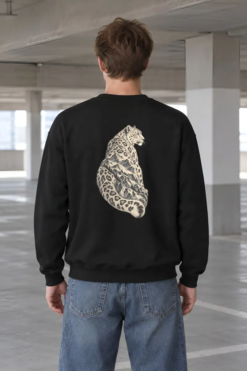 "Alpine Leopard Engraving" Heavy Blend Unisex Crewneck Sweatshirt