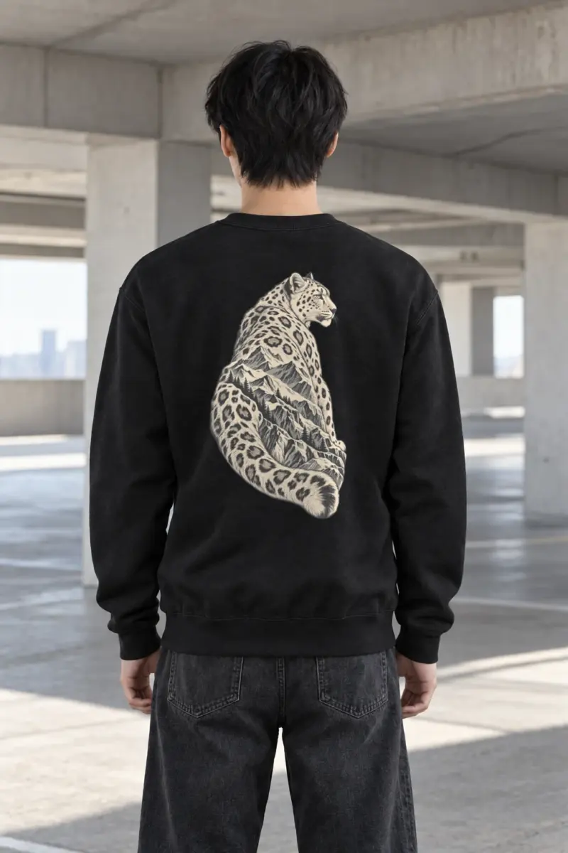 "Alpine Leopard Engraving" Heavy Blend Unisex Crewneck Sweatshirt | Gildan 18000
