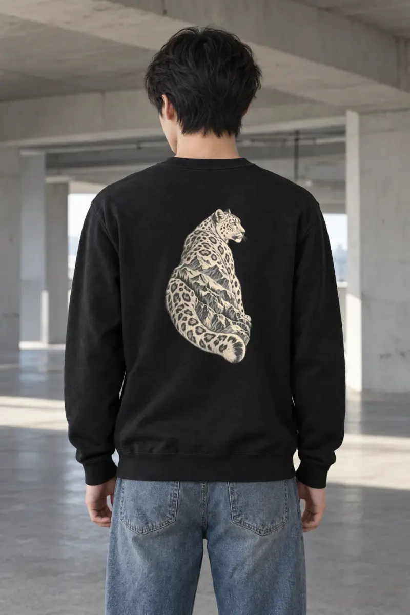 "Alpine Leopard Engraving" Heavy Blend Unisex Crewneck Sweatshirt