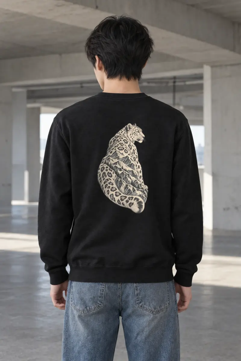 "Alpine Leopard Engraving" Heavy Blend Unisex Crewneck Sweatshirt