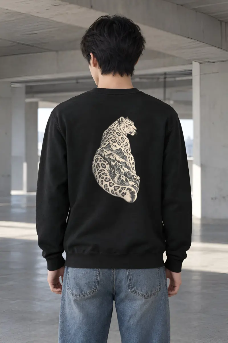 "Alpine Leopard Engraving" Heavy Blend Unisex Crewneck Sweatshirt