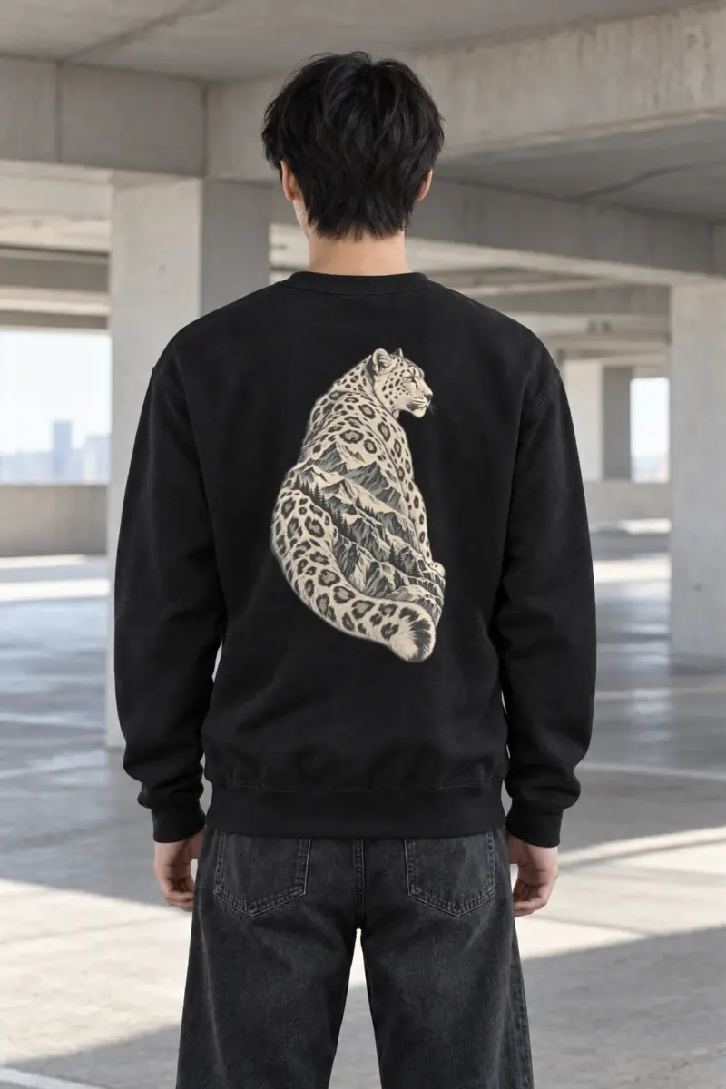 "Alpine Leopard Engraving" Heavy Blend Unisex Crewneck Sweatshirt