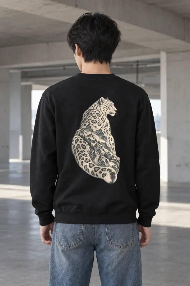 "Alpine Leopard Engraving" Heavy Blend Unisex Crewneck Sweatshirt