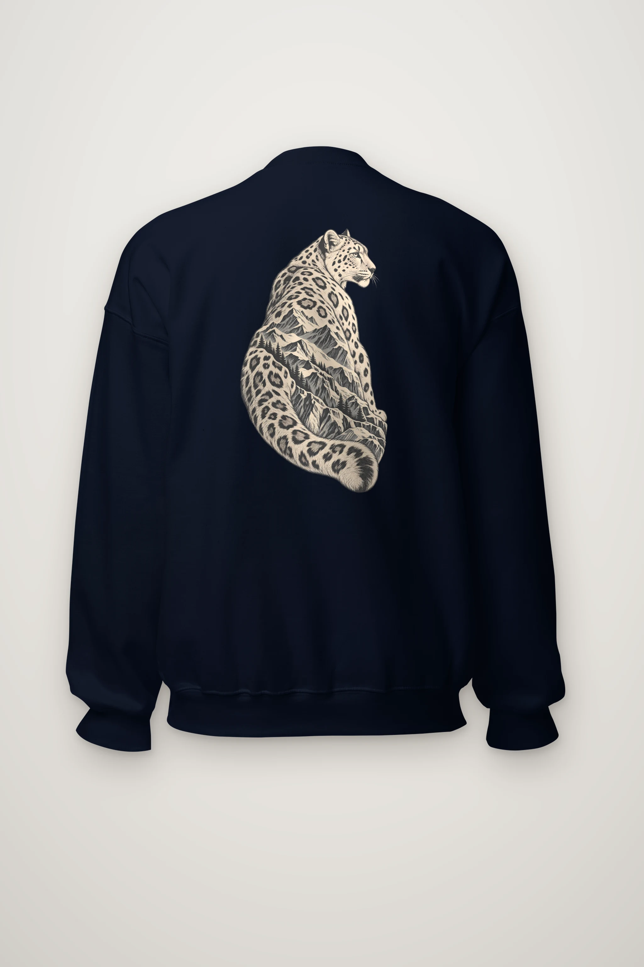 "Alpine Leopard Engraving" Heavy Blend Unisex Crewneck Sweatshirt