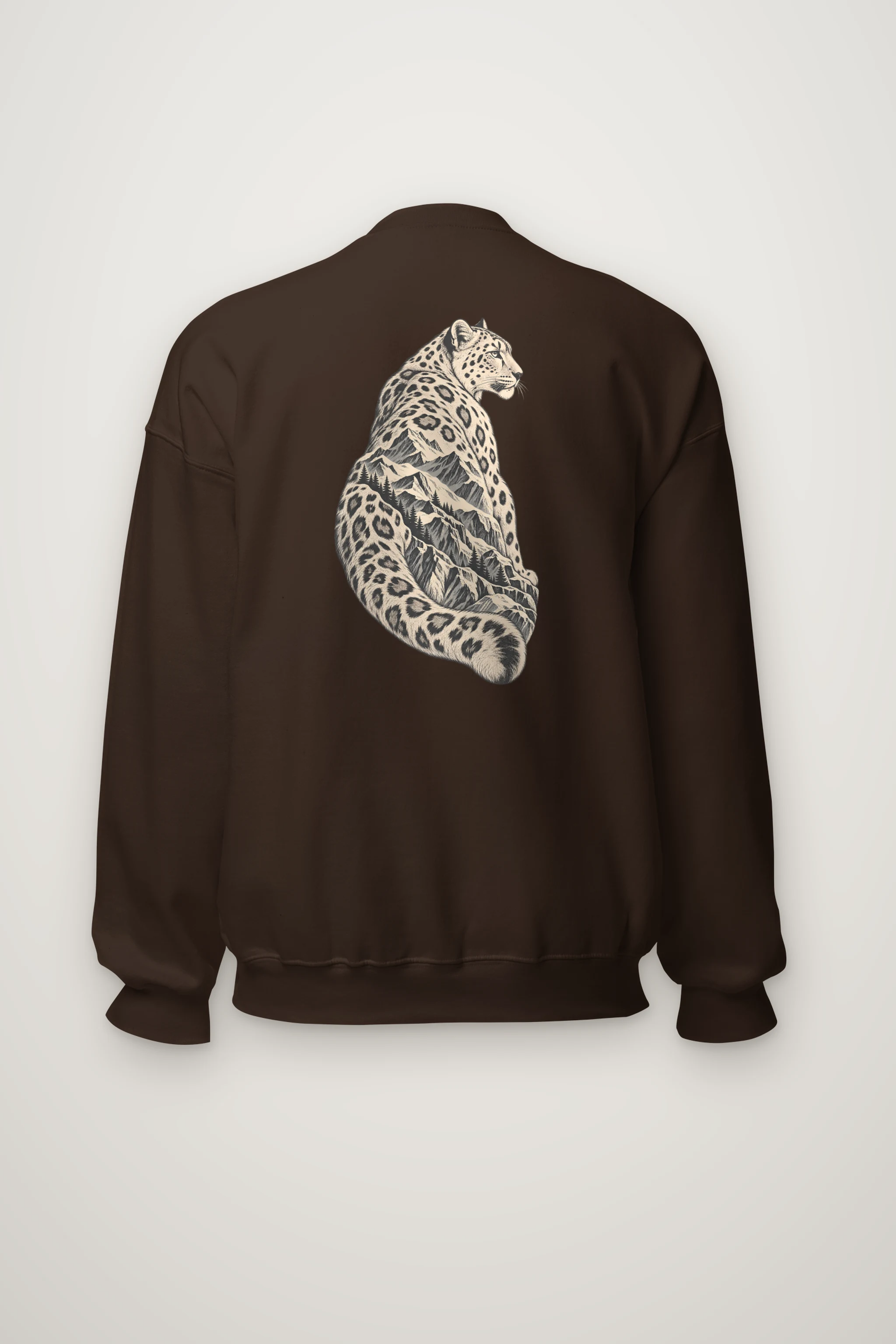 "Alpine Leopard Engraving" Heavy Blend Unisex Crewneck Sweatshirt