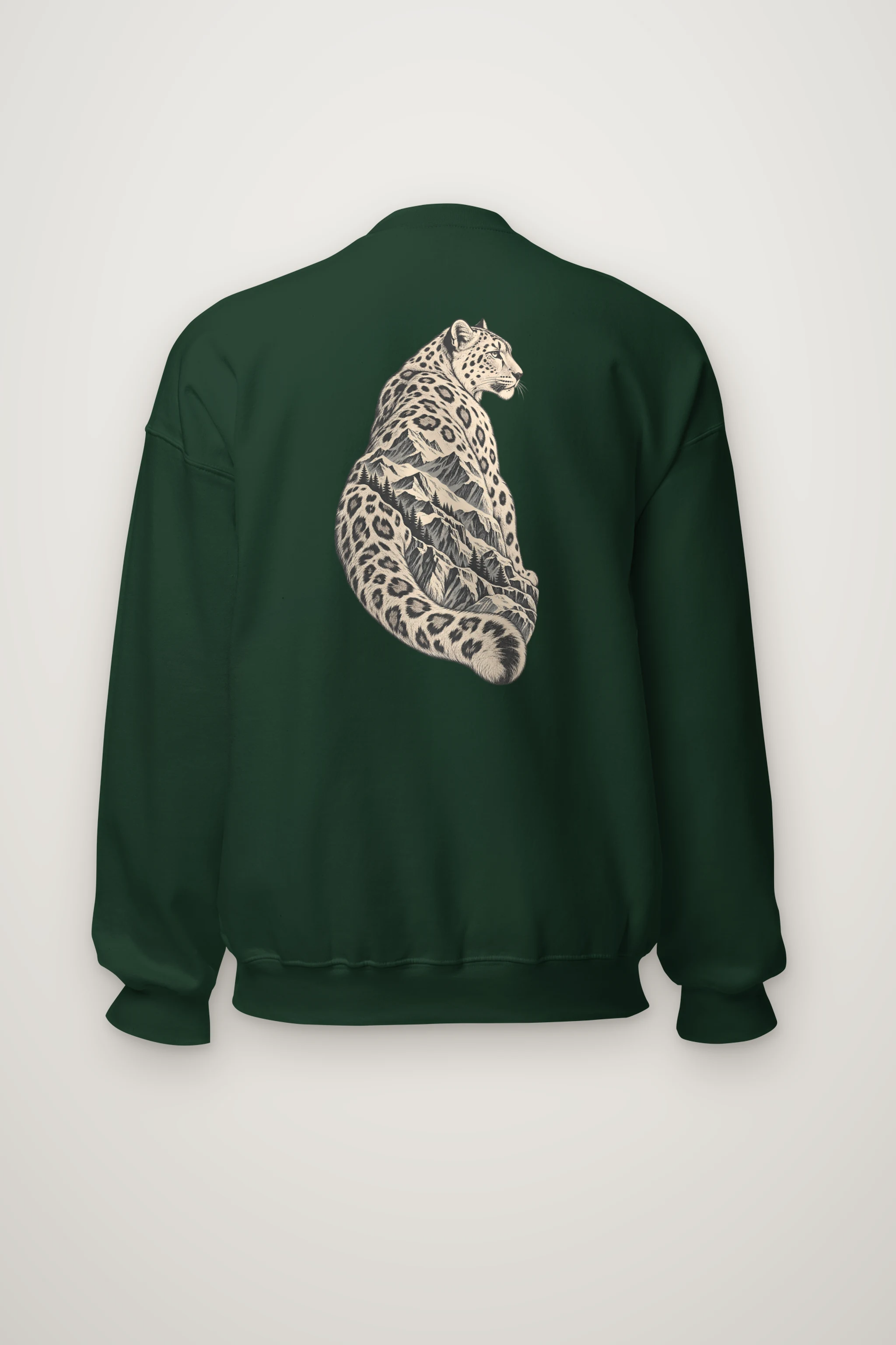 "Alpine Leopard Engraving" Heavy Blend Unisex Crewneck Sweatshirt
