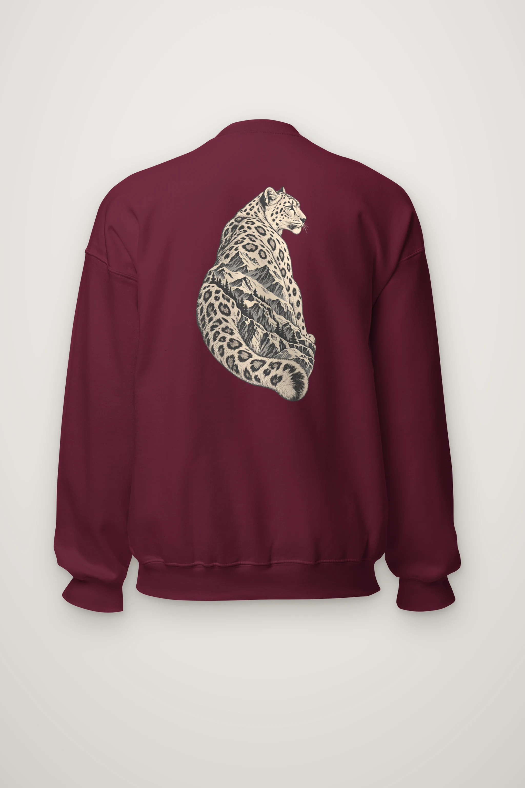 "Alpine Leopard Engraving" Heavy Blend Unisex Crewneck Sweatshirt