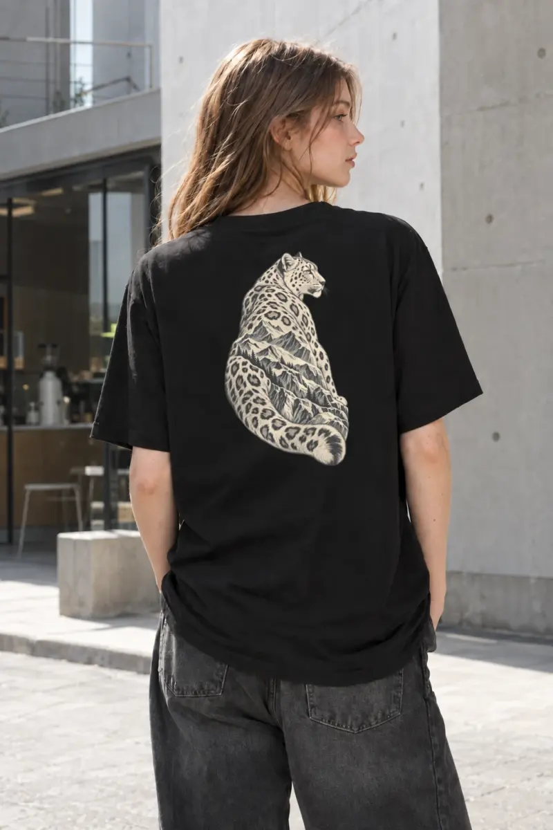 "Alpine Leopard Engraving" Heavyweight Unisex Crewneck T-shirt | Gildan 5000