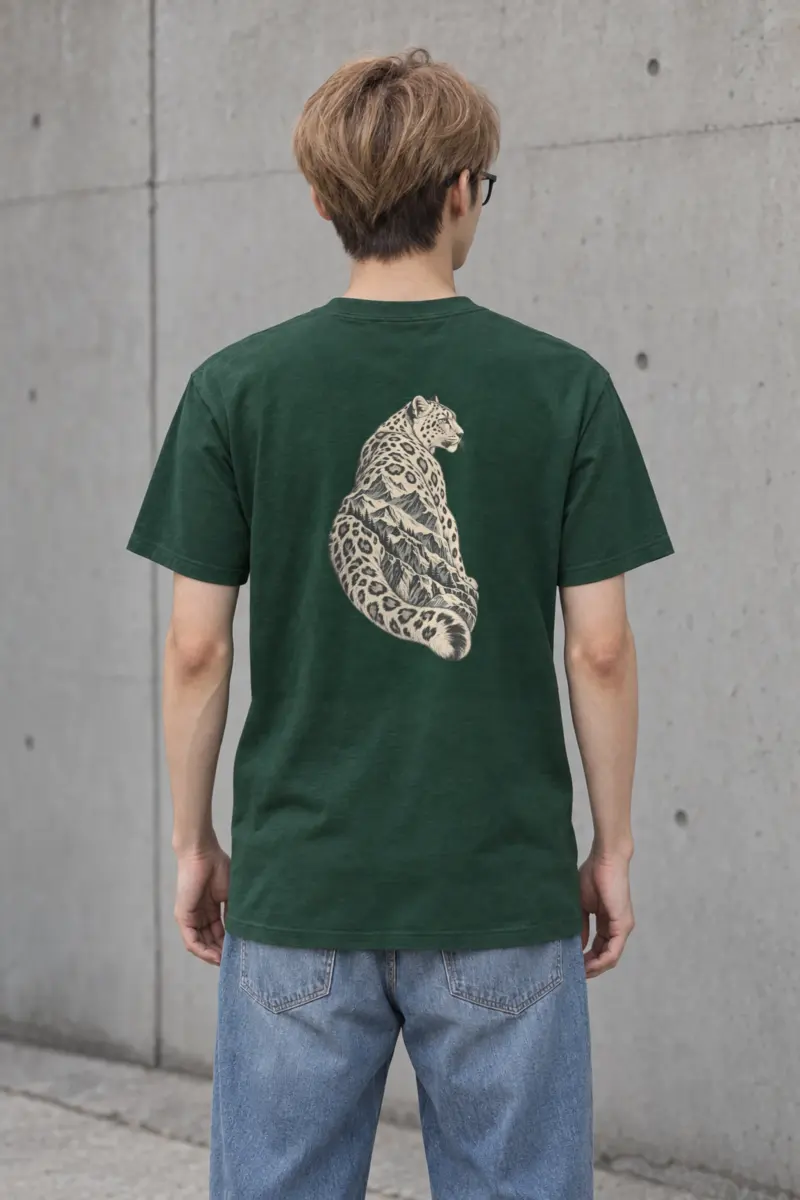 "Alpine Leopard Engraving" Heavyweight Unisex Crewneck T-shirt