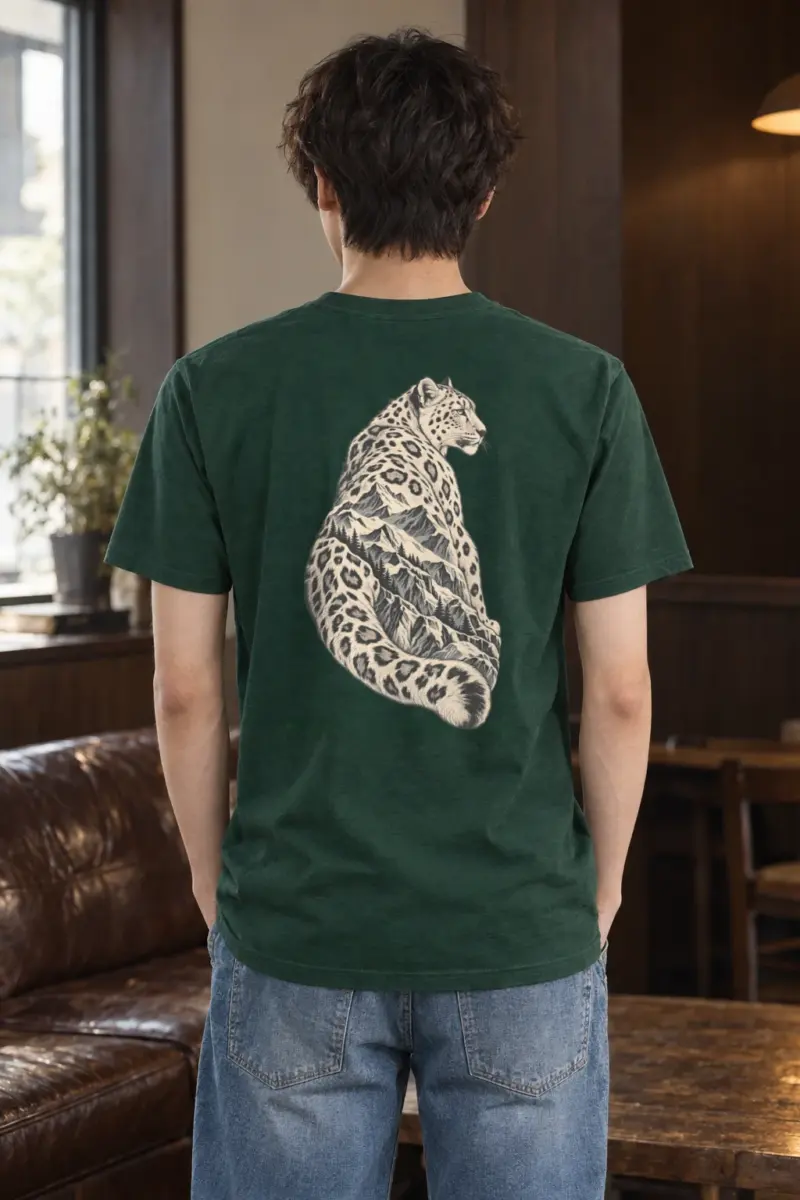 "Alpine Leopard Engraving" Heavyweight Unisex Crewneck T-shirt