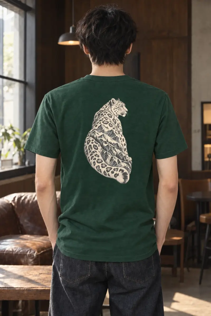 "Alpine Leopard Engraving" Heavyweight Unisex Crewneck T-shirt