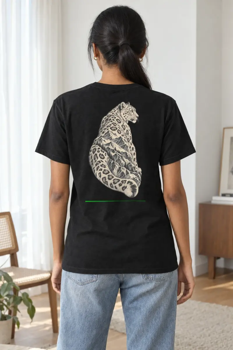 "Alpine Leopard Engraving" Heavyweight Unisex Crewneck T-shirt | Gildan 5000