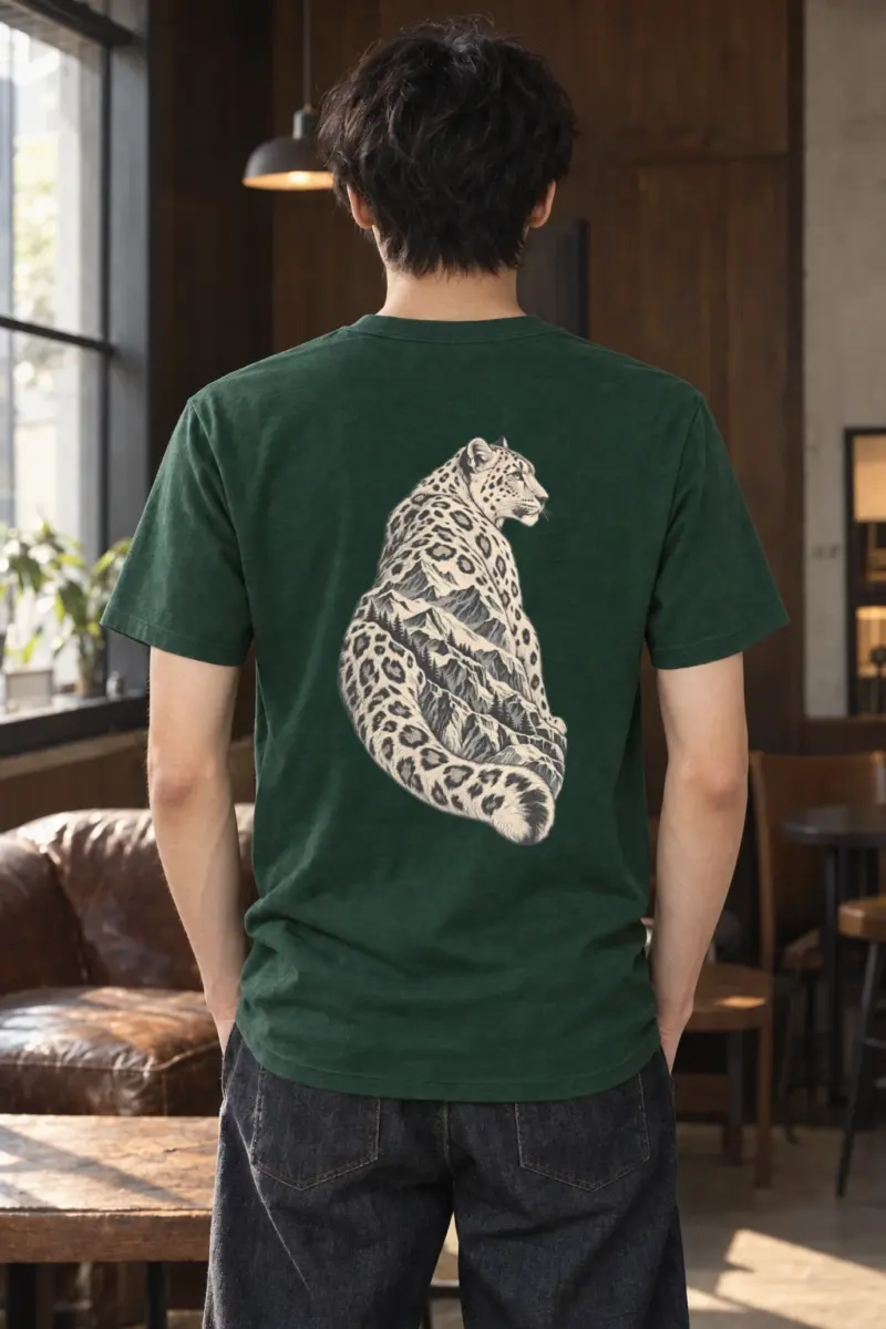 "Alpine Leopard Engraving" Heavyweight Unisex Crewneck T-shirt