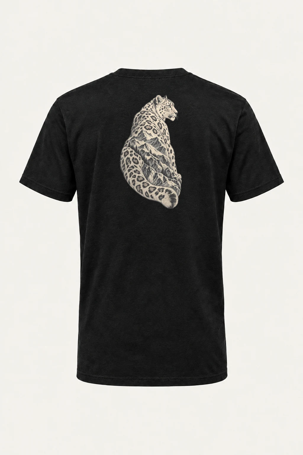 "Alpine Leopard Engraving" Heavyweight Unisex Crewneck T-shirt | Gildan 5000