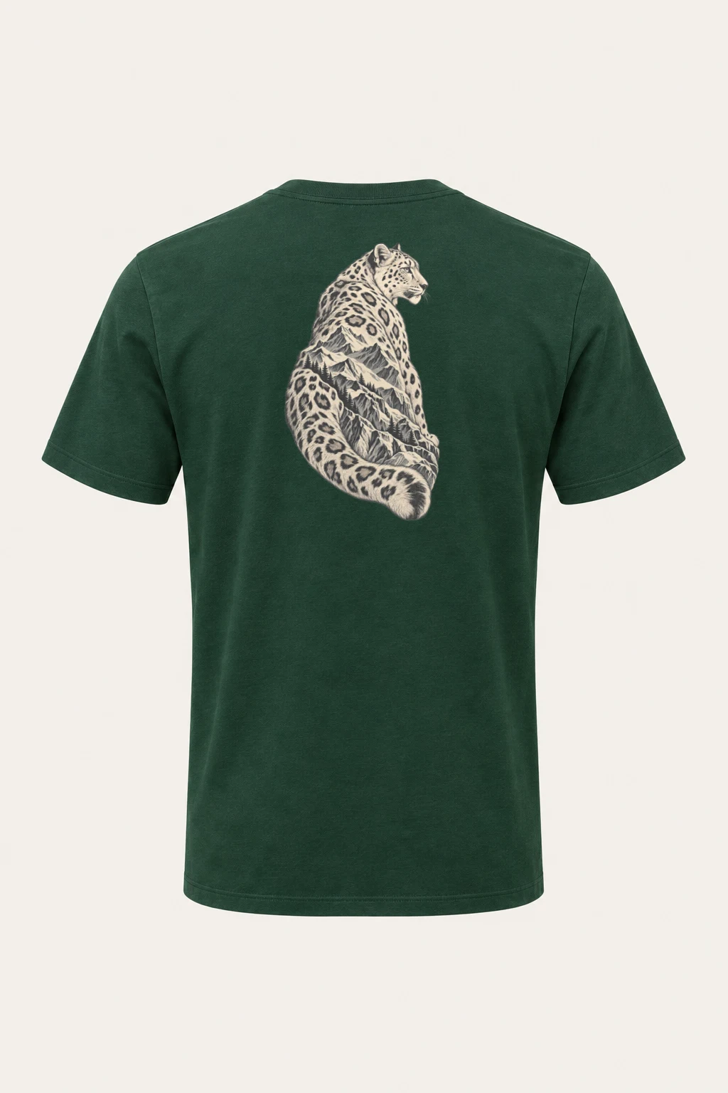 "Alpine Leopard Engraving" Heavyweight Unisex Crewneck T-shirt | Gildan 5000