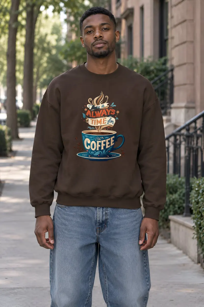 "Always Time For Coffee" Heavy Blend Unisex Crewneck Sweatshirt
