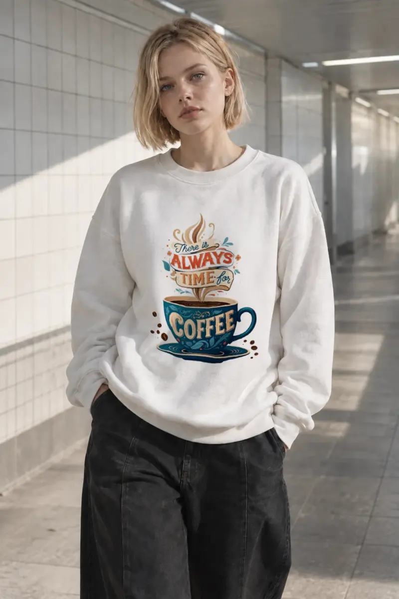"Always Time For Coffee" Heavy Blend Unisex Crewneck Sweatshirt | Gildan 18000