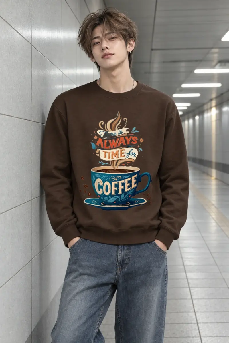 "Always Time For Coffee" Heavy Blend Unisex Crewneck Sweatshirt