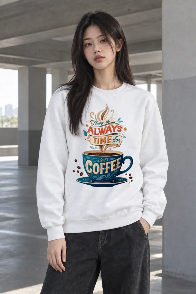 "Always Time For Coffee" Heavy Blend Unisex Crewneck Sweatshirt | Gildan 18000
