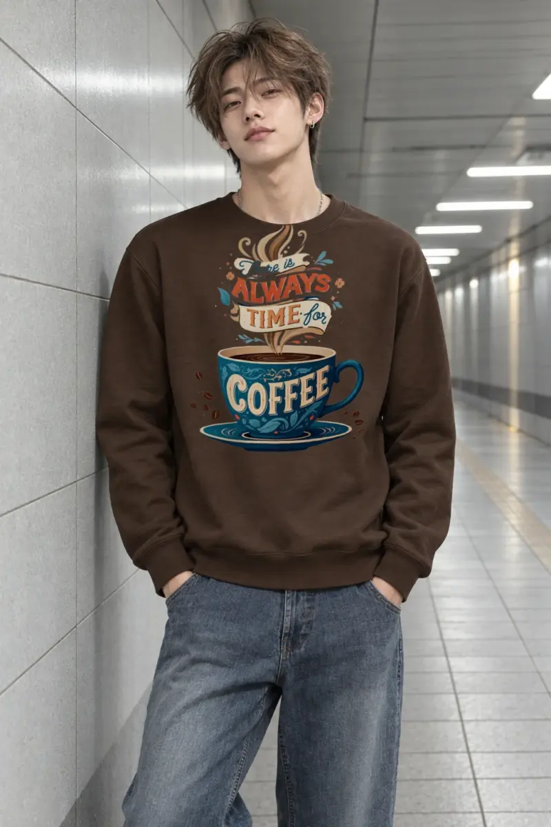 "Always Time For Coffee" Heavy Blend Unisex Crewneck Sweatshirt