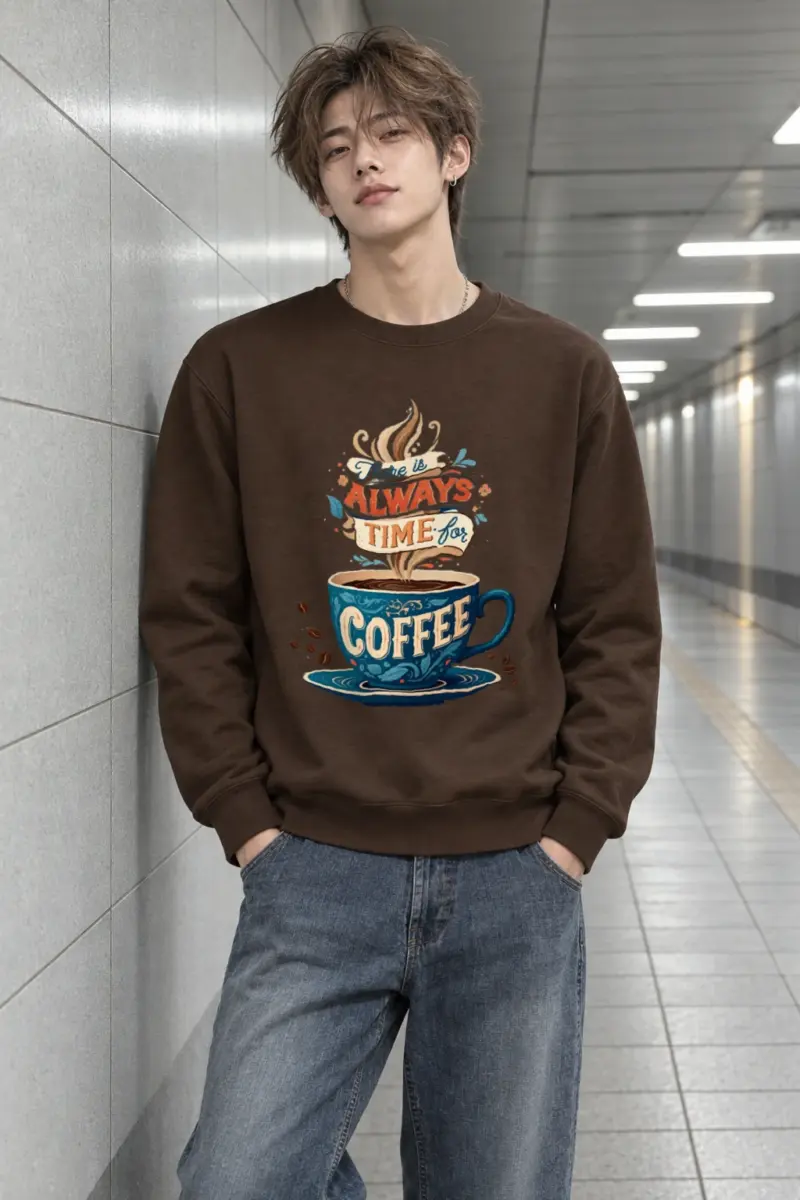 "Always Time For Coffee" Heavy Blend Unisex Crewneck Sweatshirt