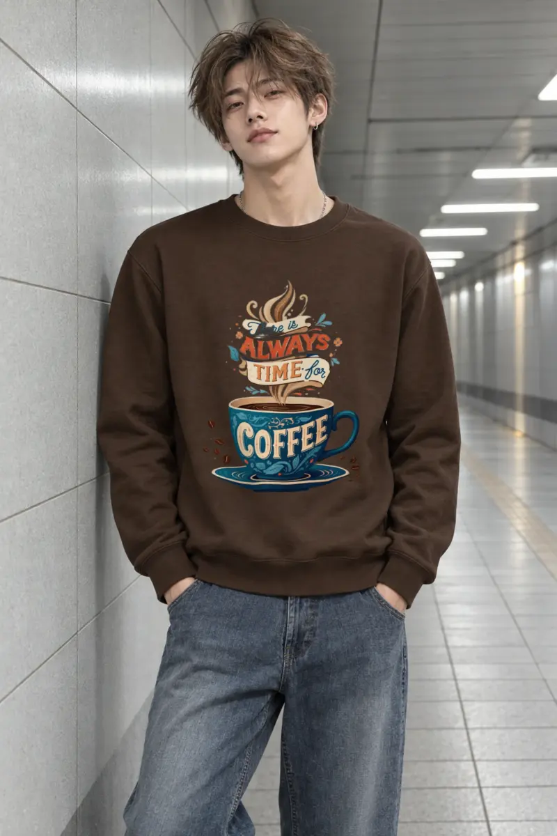 "Always Time For Coffee" Heavy Blend Unisex Crewneck Sweatshirt