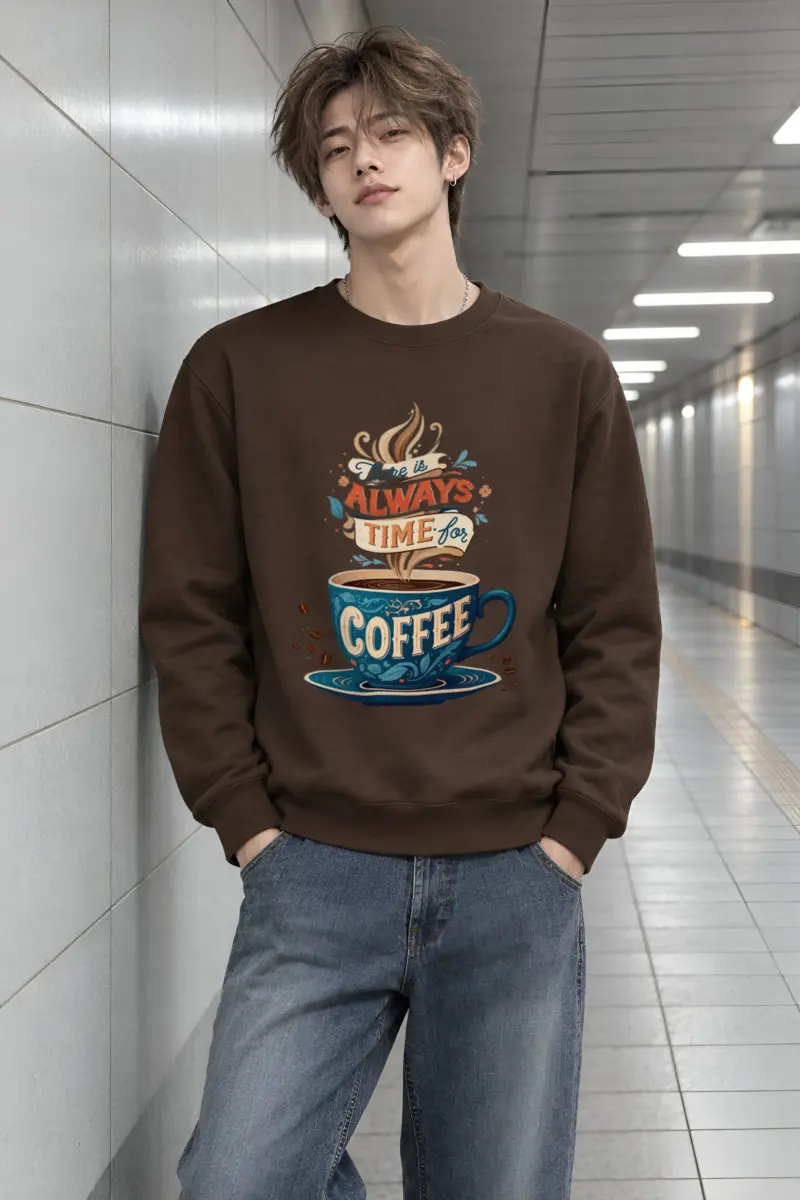 "Always Time For Coffee" Heavy Blend Unisex Crewneck Sweatshirt