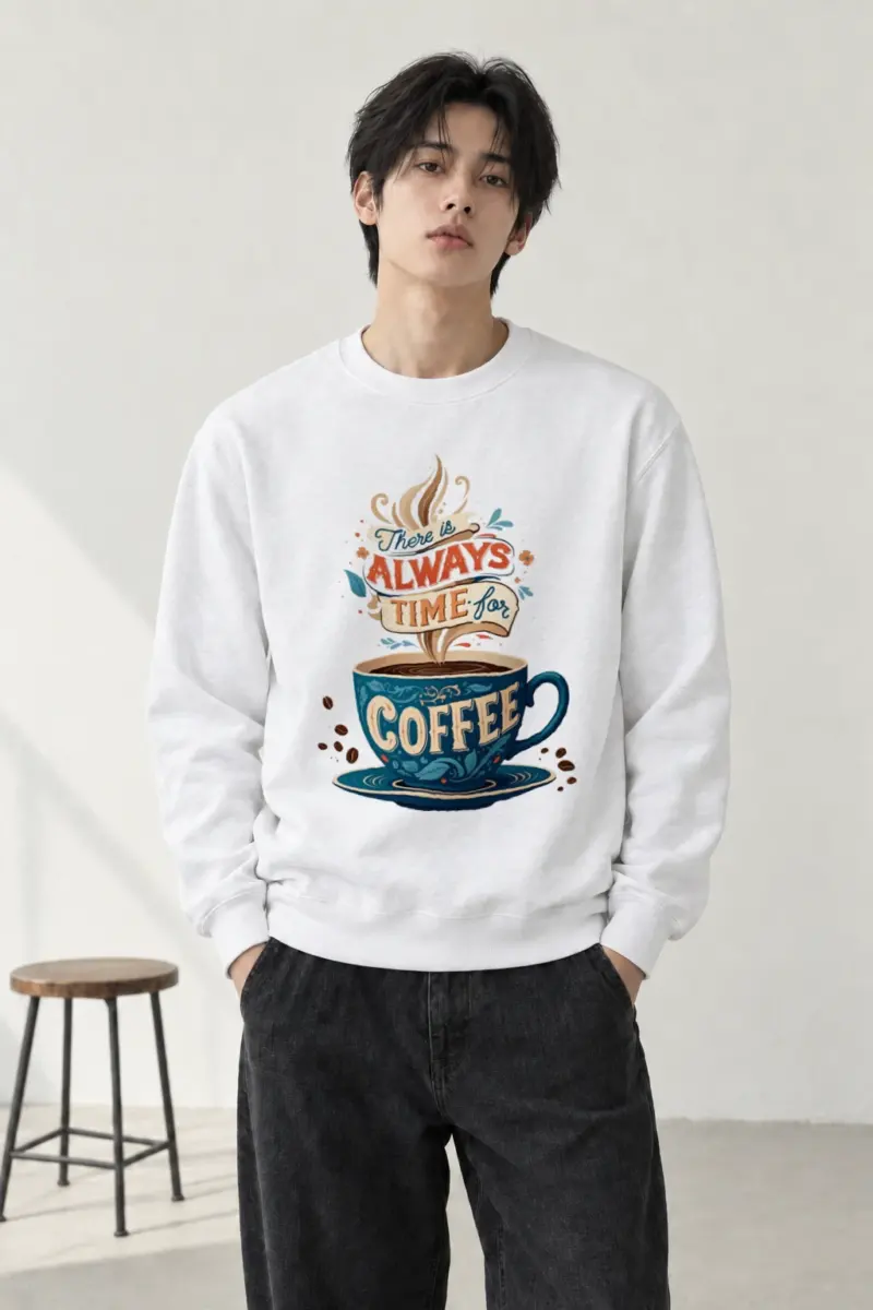"Always Time For Coffee" Heavy Blend Unisex Crewneck Sweatshirt | Gildan 18000