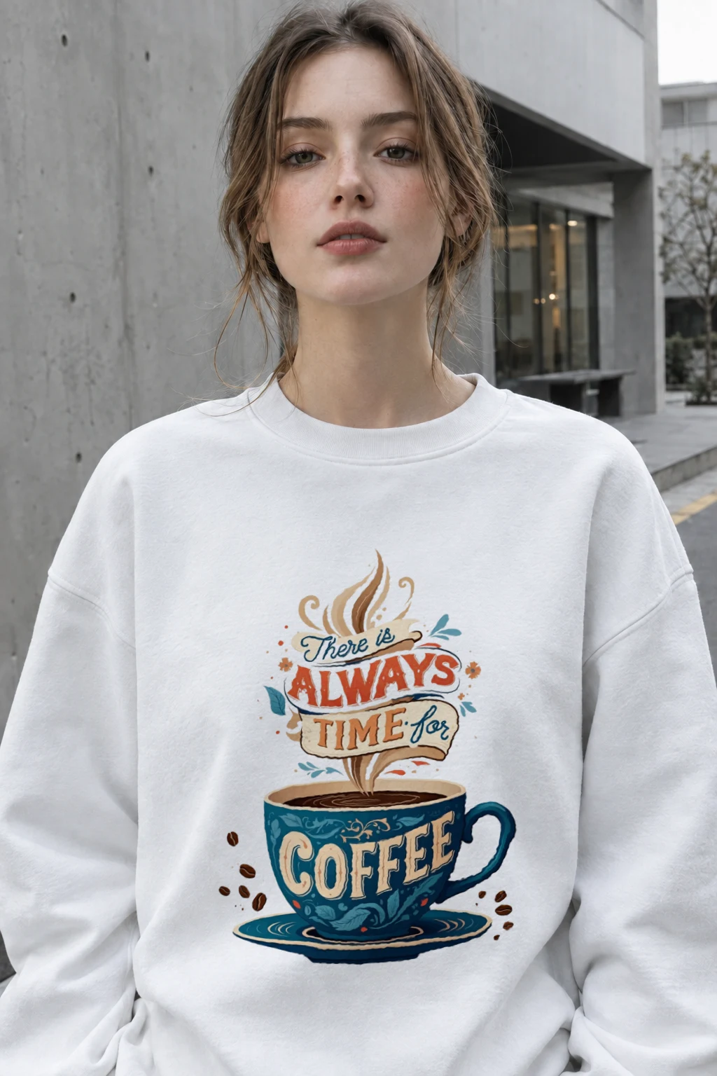 "Always Time For Coffee" Heavy Blend Unisex Crewneck Sweatshirt | Gildan 18000