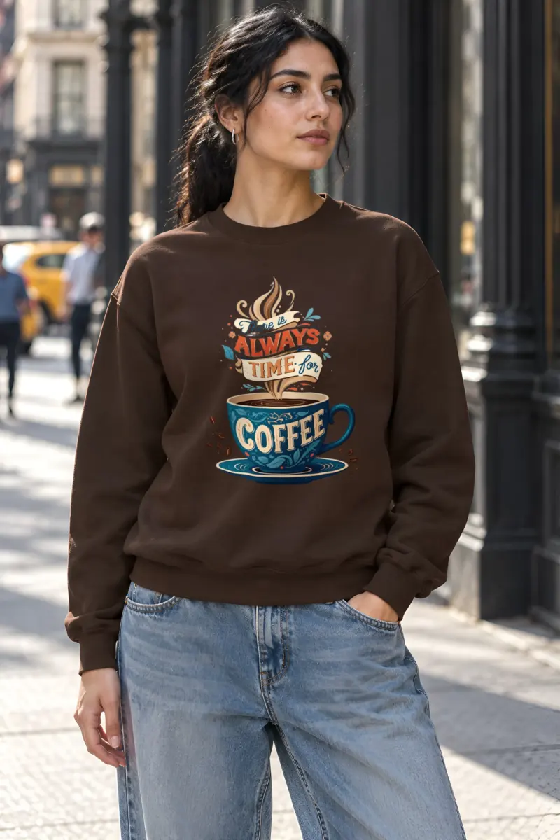 "Always Time For Coffee" Heavy Blend Unisex Crewneck Sweatshirt