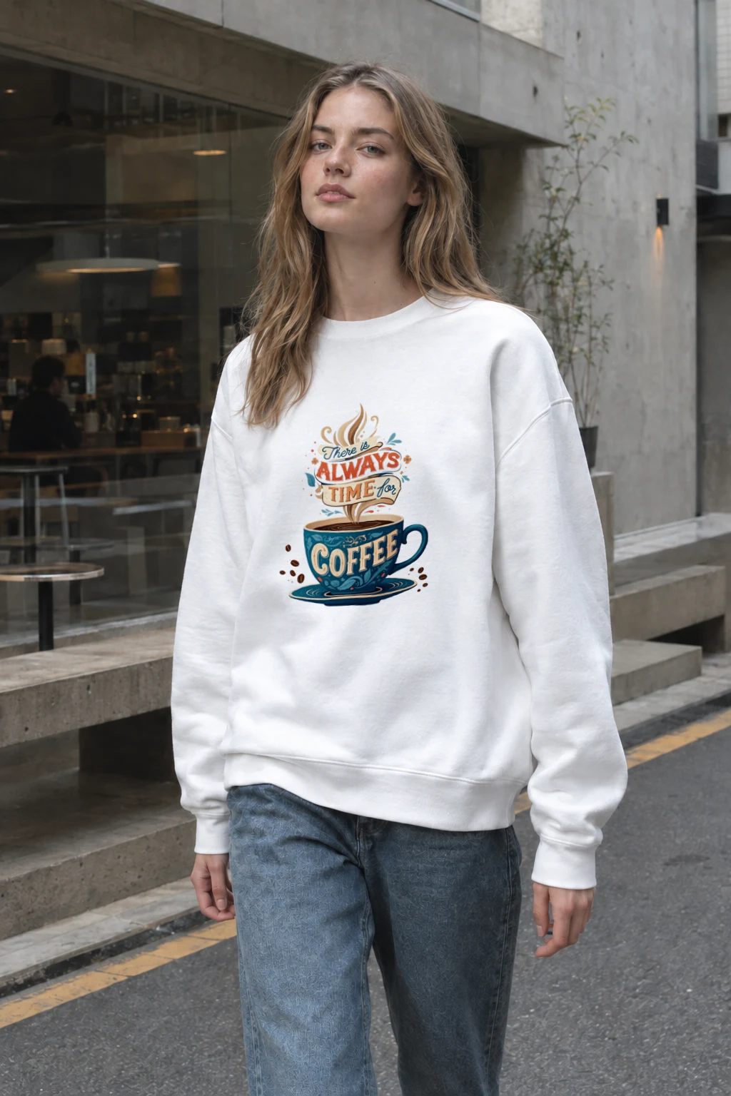 "Always Time For Coffee" Heavy Blend Unisex Crewneck Sweatshirt | Gildan 18000