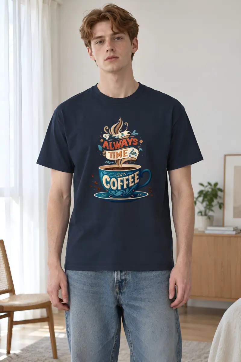 "Always Time For Coffee" Heavyweight Unisex Crewneck T-shirt
