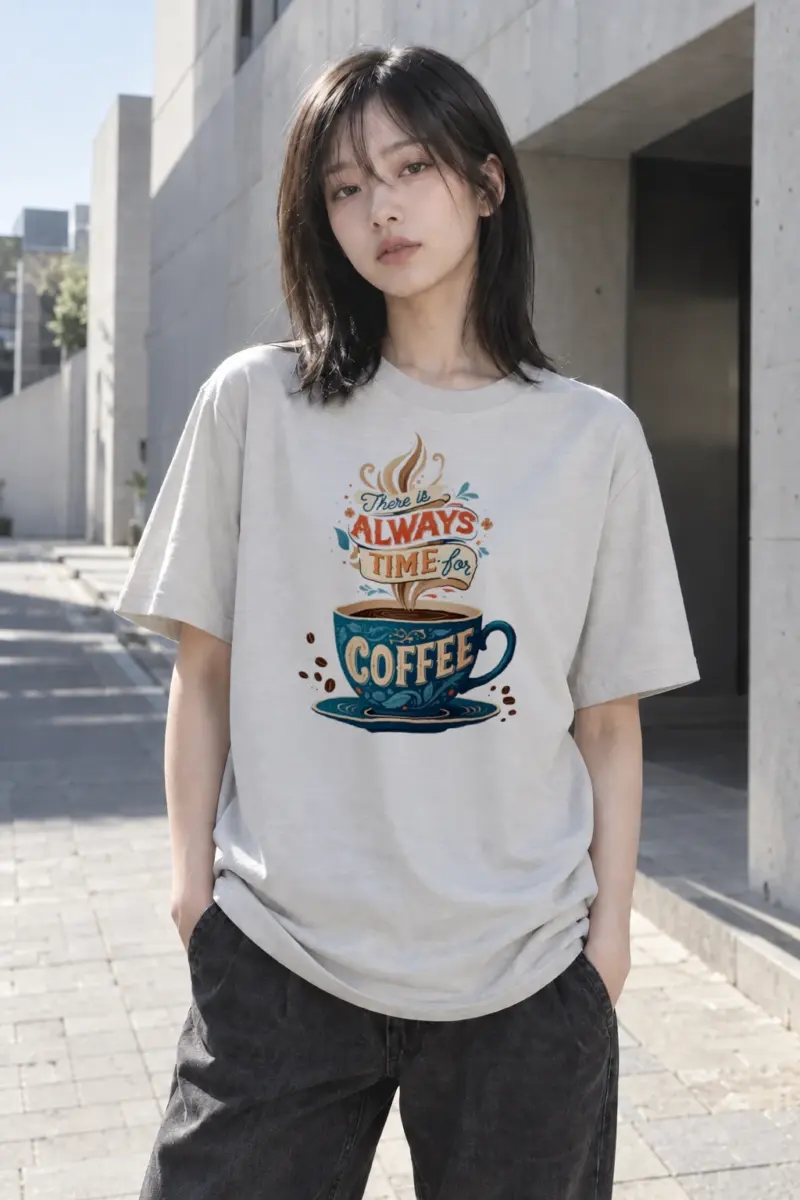 "Always Time For Coffee" Heavyweight Unisex Crewneck T-shirt | Gildan 5000