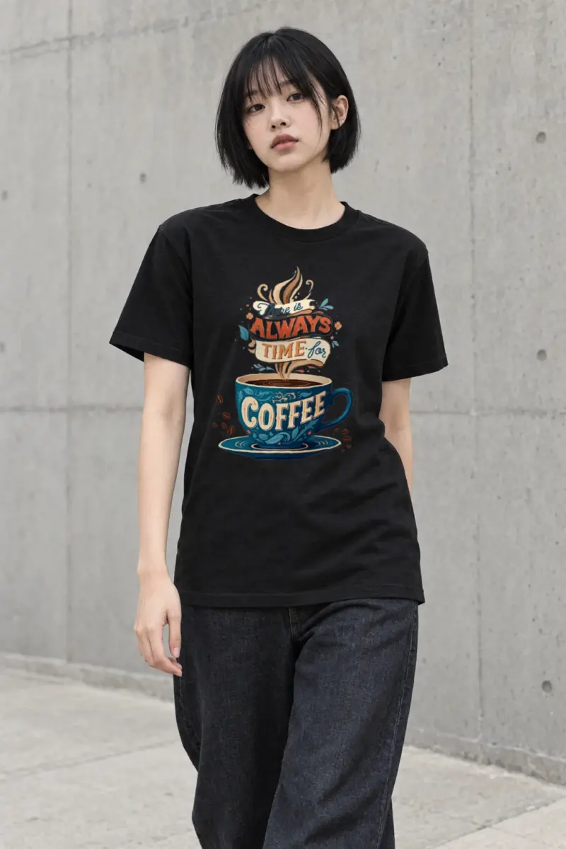"Always Time For Coffee" Heavyweight Unisex Crewneck T-shirt | Gildan 5000