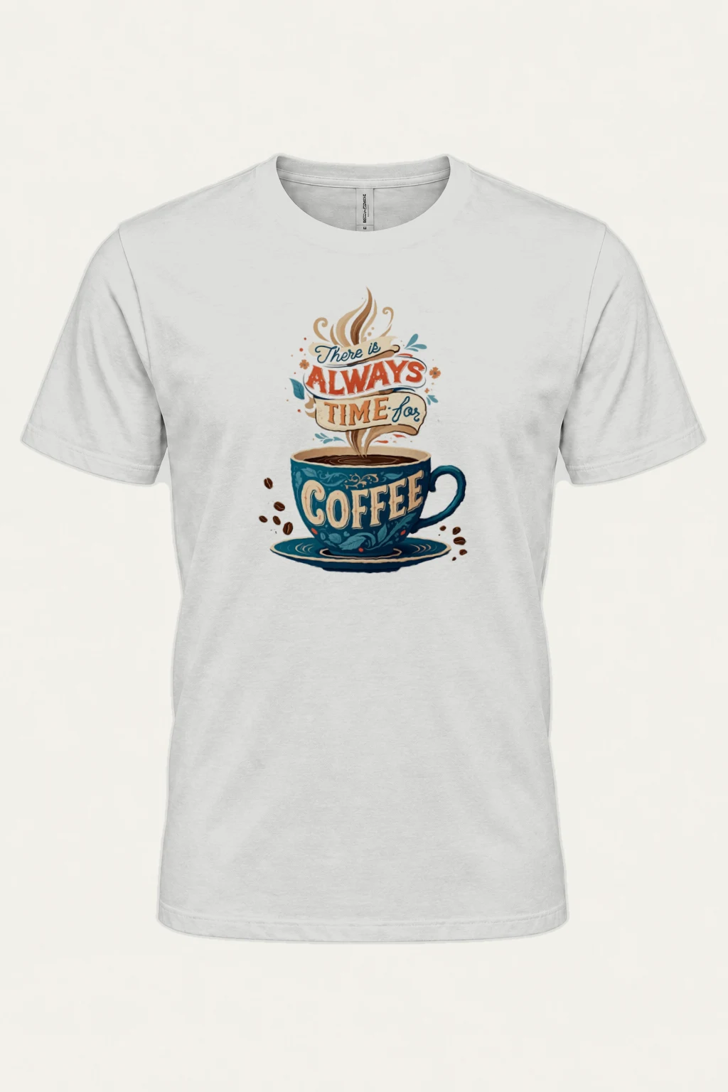 "Always Time For Coffee" Heavyweight Unisex Crewneck T-shirt | Gildan 5000