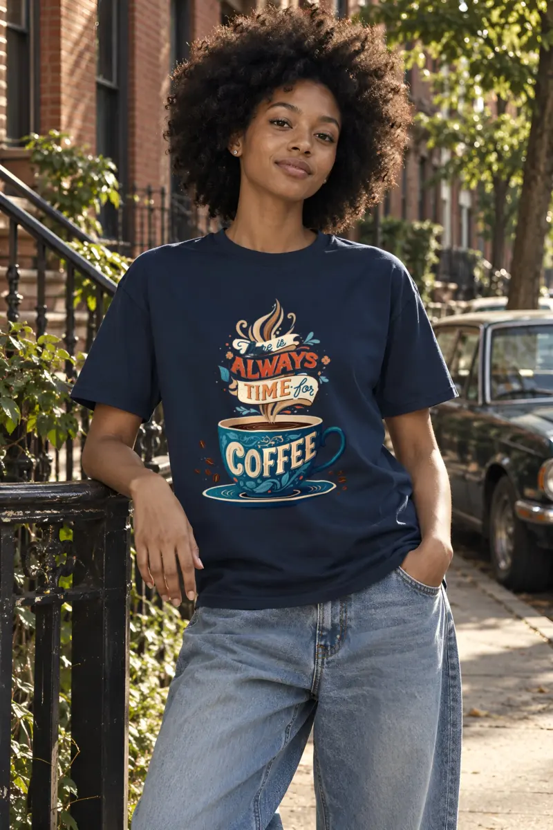 "Always Time For Coffee" Heavyweight Unisex Crewneck T-shirt