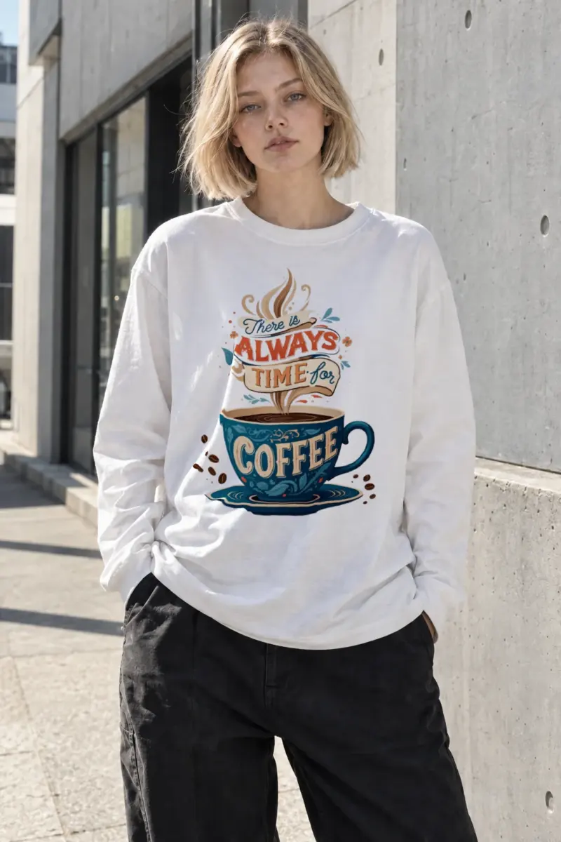 "Always Time For Coffee" Unisex Longsleeve T-shirt | Gildan 2400