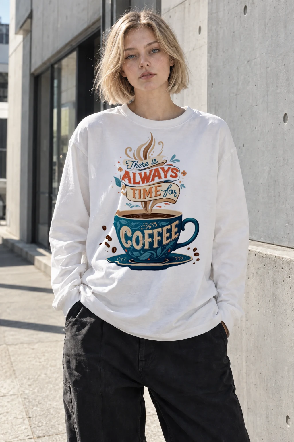"Always Time For Coffee" Unisex Longsleeve T-shirt | Gildan 2400