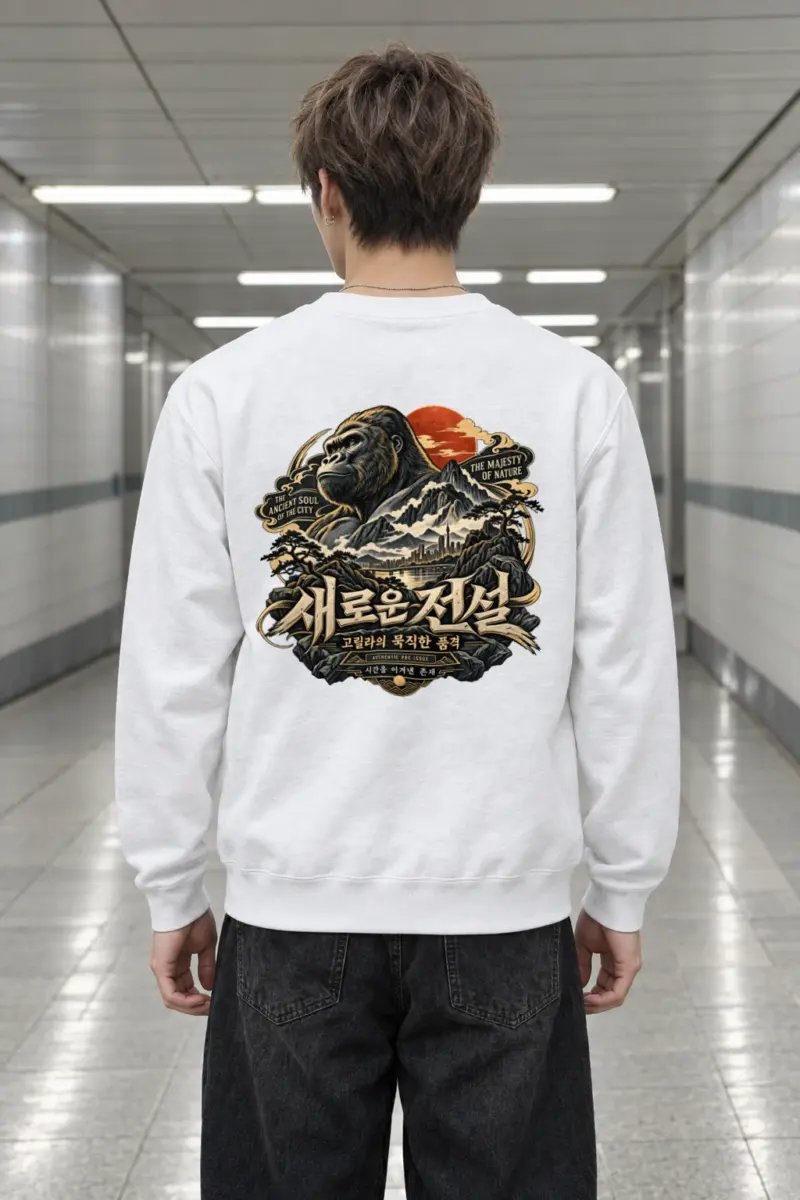 "Gorilla and City Harmony" Heavy Blend Unisex Crewneck Sweatshirt