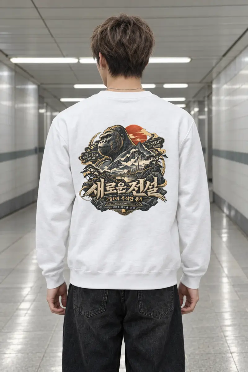 "Gorilla and City Harmony" Heavy Blend Unisex Crewneck Sweatshirt