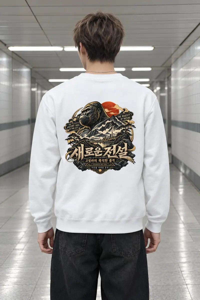 "Gorilla and City Harmony" Heavy Blend Unisex Crewneck Sweatshirt