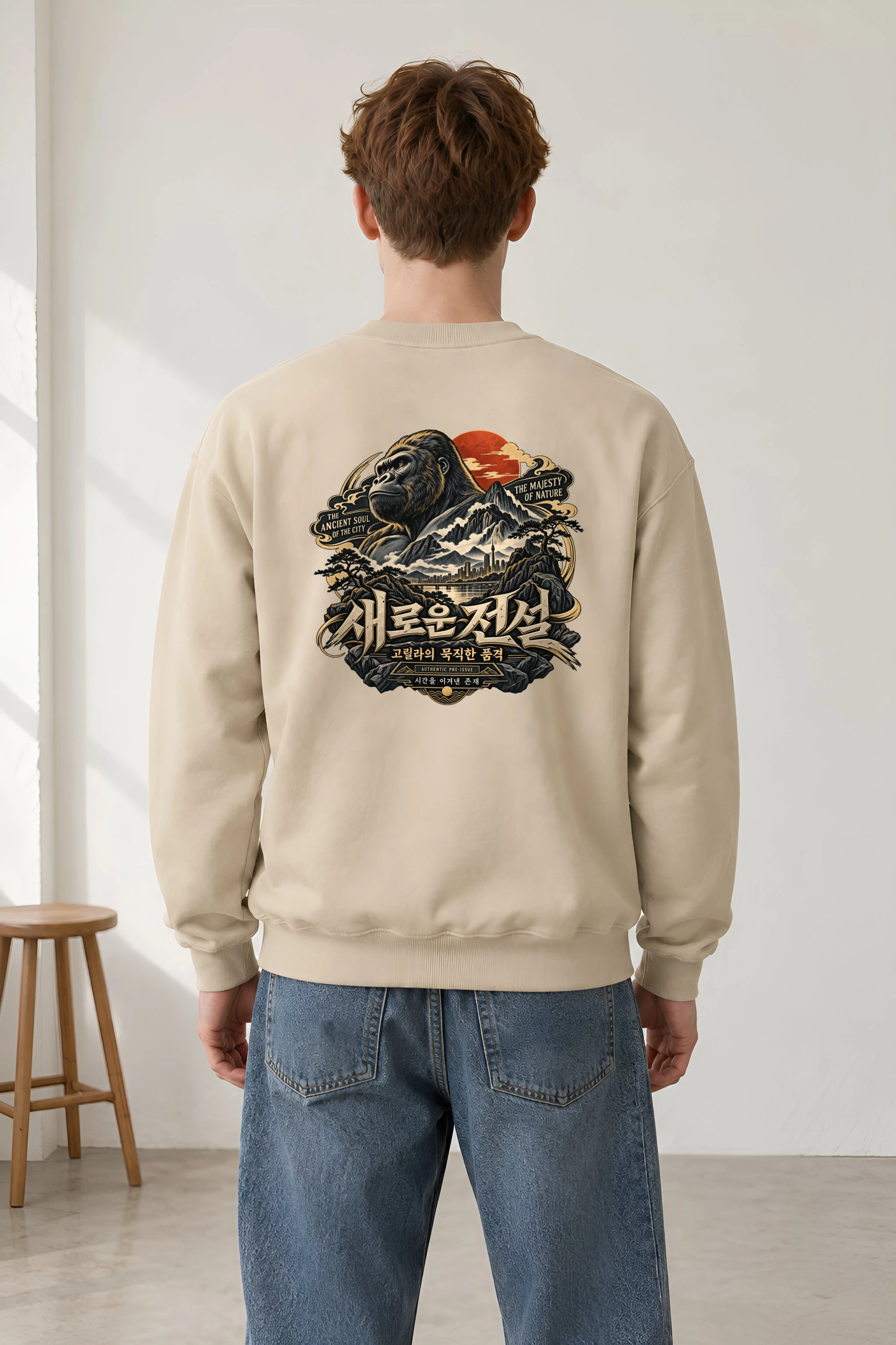 "Gorilla and City Harmony" Unisex Crewneck Sweatshirt