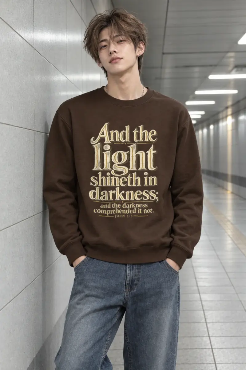 "And the Light Shineth" Heavy Blend Unisex Crewneck Sweatshirt